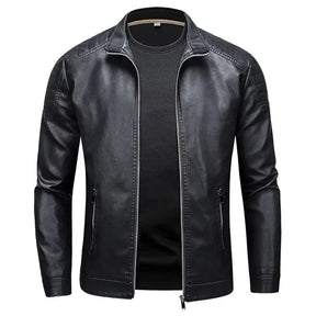 Men’s Blue Genuine Leather Jacket – Jack Premium | Modern Style & Minimal Design