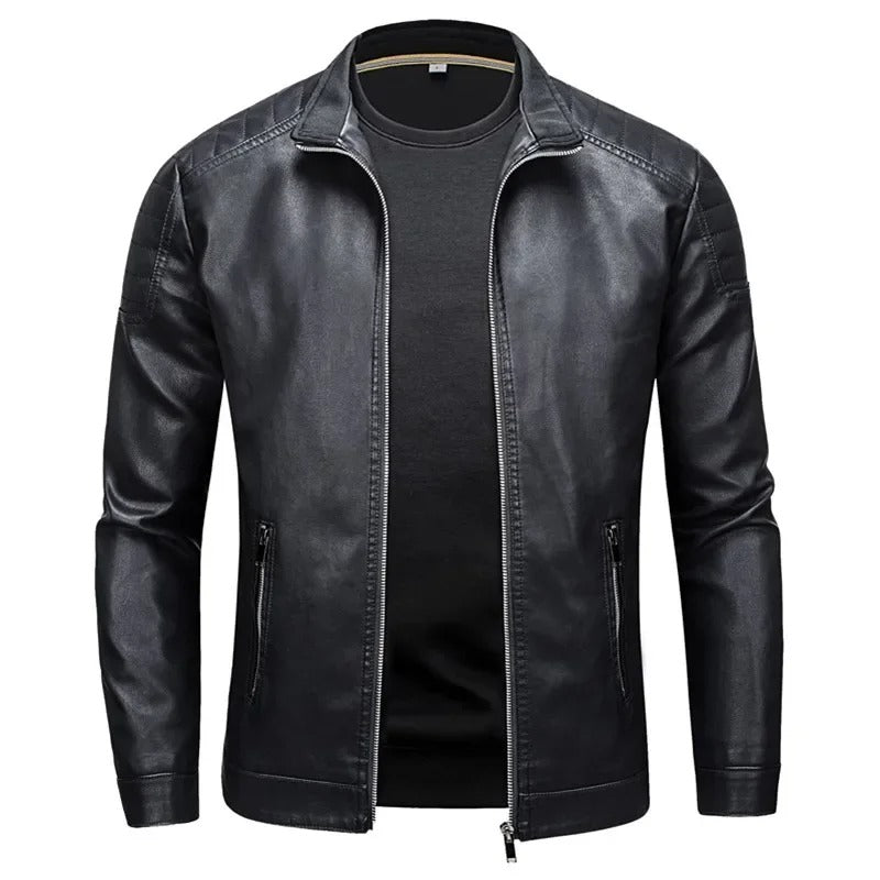 Men’s Blue Genuine Leather Jacket – Jack Premium | Modern Style & Minimal Design
