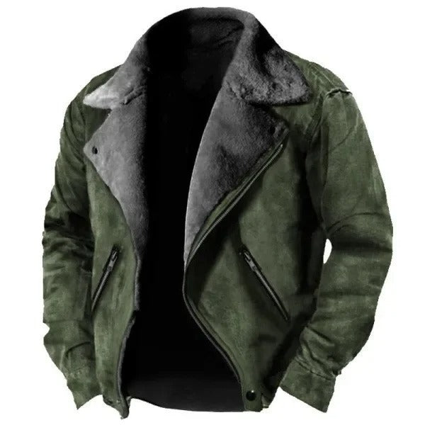 Men’s Winter Jacket with Faux Fur Lining – QuietMen Premium | Warmth & Elegance in Military Green