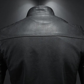 Men’s Blue Genuine Leather Jacket – Jack Premium | Modern Style & Minimal Design