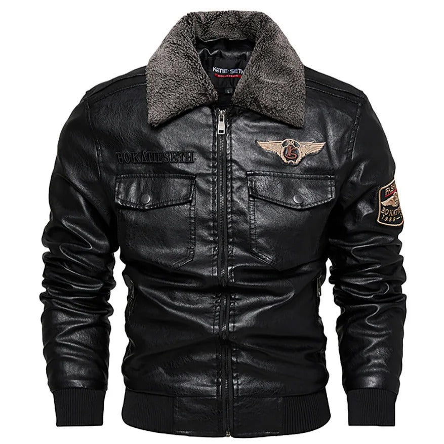 Strength and Style in a Genuine Leather Men's Jacket – Thompson Baker