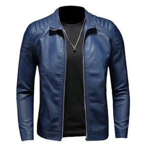 Men’s Blue Genuine Leather Jacket – Jack Premium | Modern Style & Minimal Design