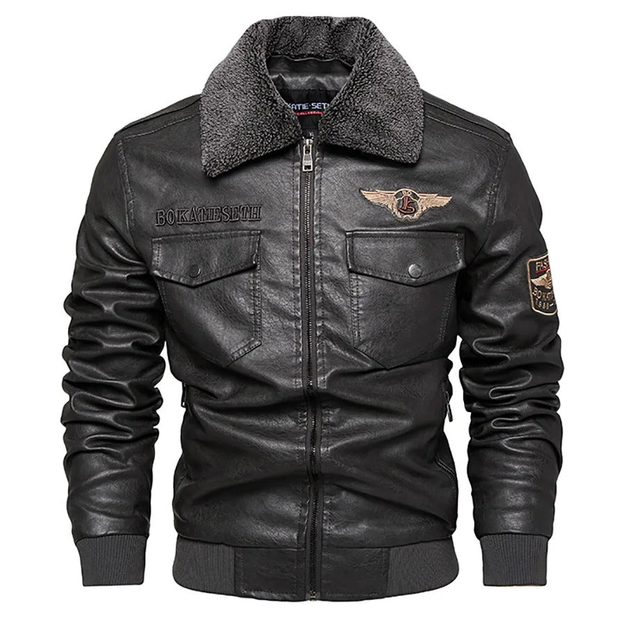 Strength and Style in a Genuine Leather Men's Jacket – Thompson Baker