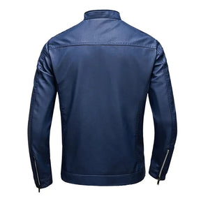 Men’s Blue Genuine Leather Jacket – Jack Premium | Modern Style & Minimal Design